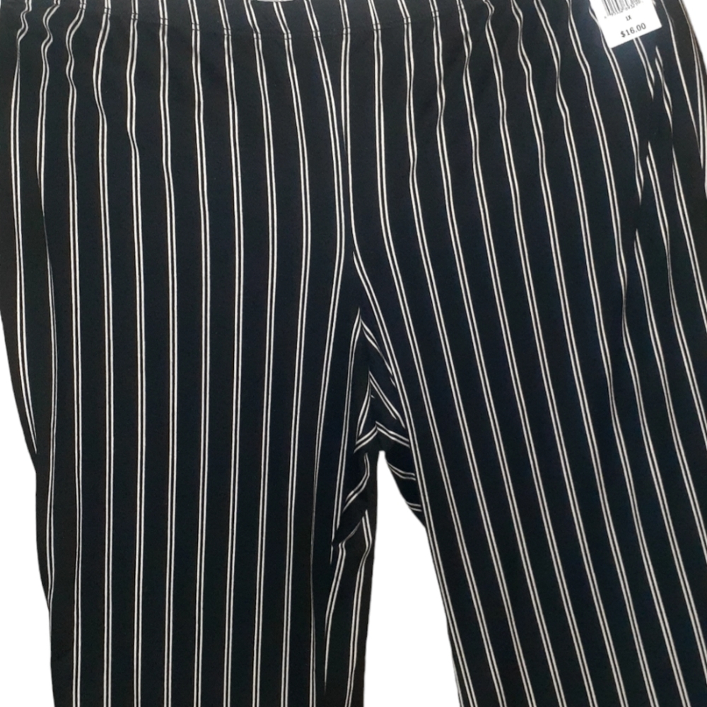 Womens Nwt Cotton pin stripe pants. Elastic waist. Stretchy - Picture 4 of 4